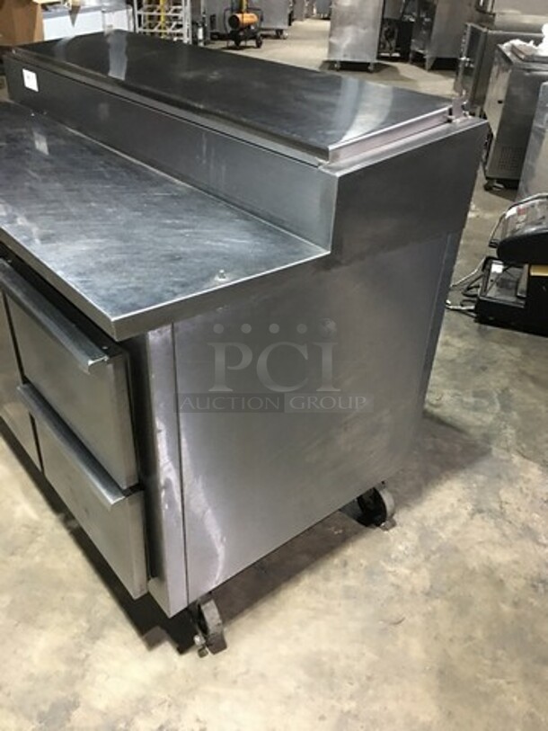 Marsal Commercial Refrigerated Pizza Prep Table! With Single Door Storage Space! With 2 Drawers Underneath! All Stainless Steel! Model BM64 Serial 1319! 115V! On Commercial Casters! - Image 2 of 11