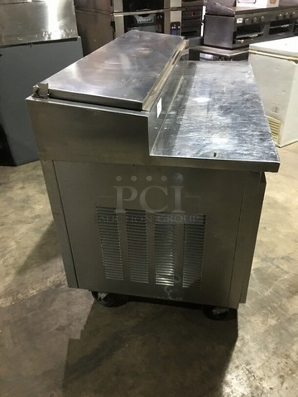 Marsal Commercial Refrigerated Pizza Prep Table! With Single Door Storage Space! With 2 Drawers Underneath! All Stainless Steel! Model BM64 Serial 1319! 115V! On Commercial Casters! - Image 3 of 11