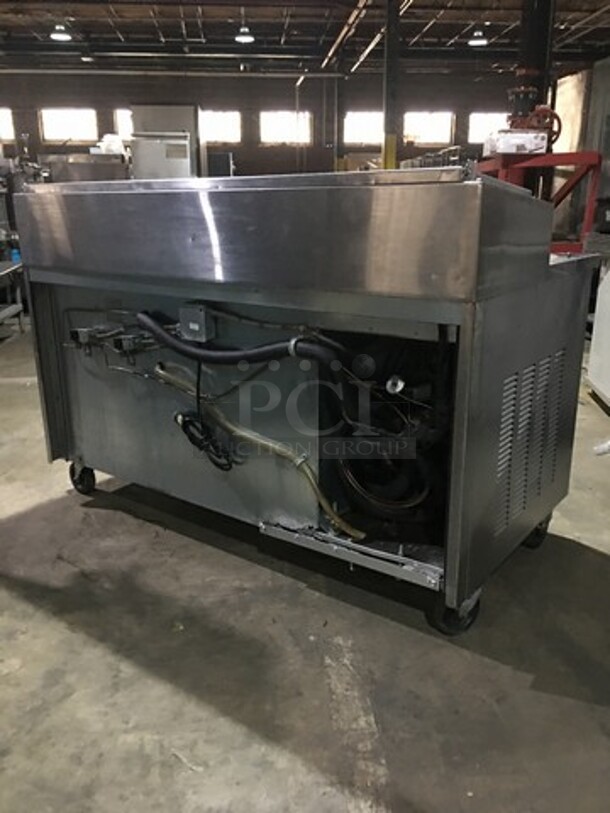 Marsal Commercial Refrigerated Pizza Prep Table! With Single Door Storage Space! With 2 Drawers Underneath! All Stainless Steel! Model BM64 Serial 1319! 115V! On Commercial Casters! - Image 4 of 11