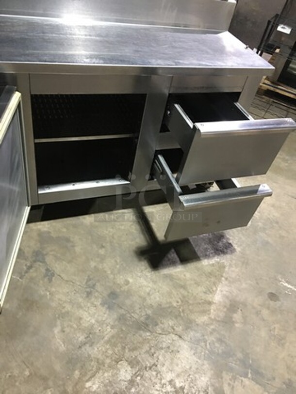 Marsal Commercial Refrigerated Pizza Prep Table! With Single Door Storage Space! With 2 Drawers Underneath! All Stainless Steel! Model BM64 Serial 1319! 115V! On Commercial Casters! - Image 5 of 11