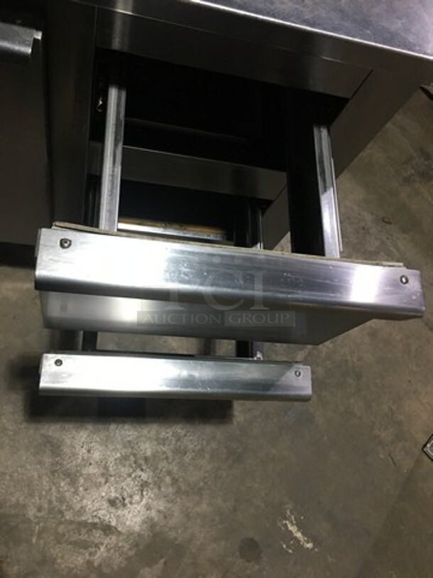 Marsal Commercial Refrigerated Pizza Prep Table! With Single Door Storage Space! With 2 Drawers Underneath! All Stainless Steel! Model BM64 Serial 1319! 115V! On Commercial Casters! - Image 7 of 11