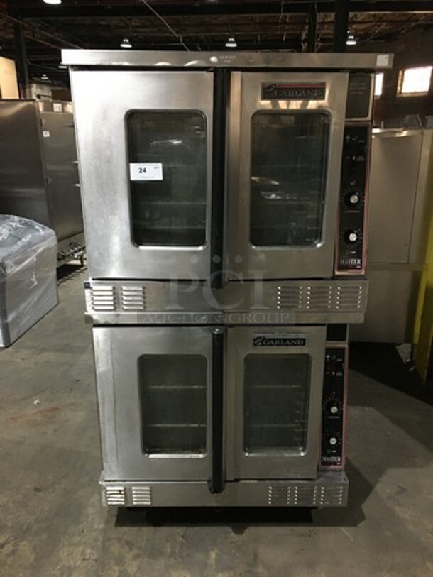 Garland Commercial Natural Gas Powered Double Deck Convection Oven! With View Through Doors! Master 200 Series! All Stainless Steel! On Casters! 2 X Your Bid! Makes One Unit!