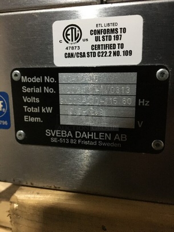 WOW! Sveba Dahlin Electric Powered Single Deck Baking/Pizza Oven! All Stainless Steel! Model DC12DD Serial M2049111/0313! 208/230/115V! On Commercial Casters! - Image 7 of 9