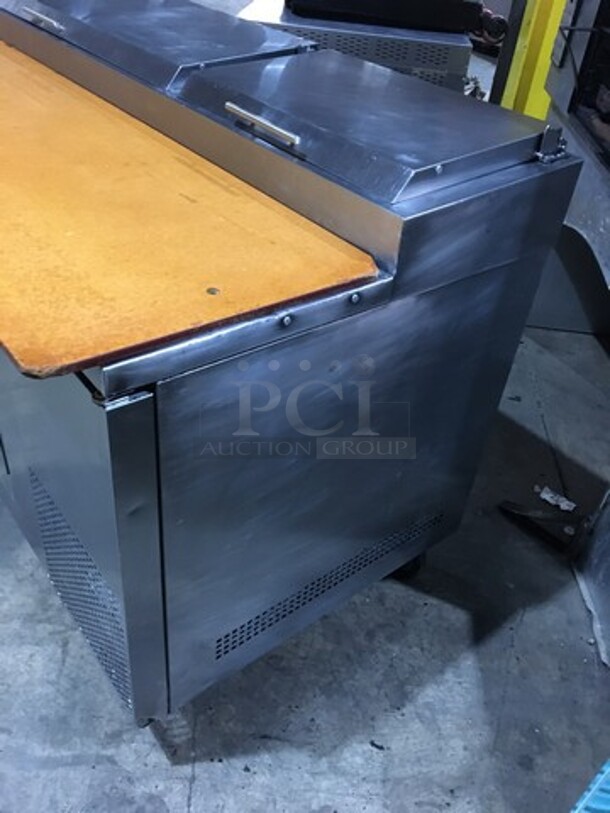 SWEET! True Stainless Steel Refrigerated Pizza Prep Table! With 6 Drawers Underneath! With  Cutting Board! On Commercial Casters! - Image 2 of 10