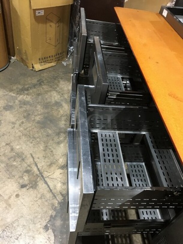 SWEET! True Stainless Steel Refrigerated Pizza Prep Table! With 6 Drawers Underneath! With  Cutting Board! On Commercial Casters! - Image 6 of 10