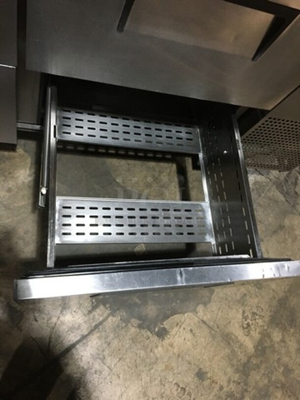 SWEET! True Stainless Steel Refrigerated Pizza Prep Table! With 6 Drawers Underneath! With  Cutting Board! On Commercial Casters! - Image 7 of 10