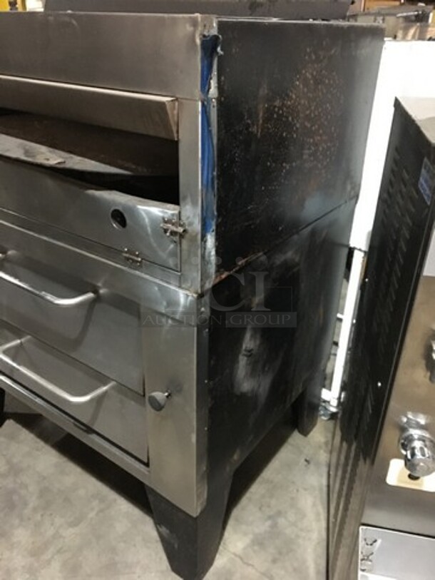 Nice! Attias All Stainless Steel Commercial Natural Gas Powered Double Deck Pizza/ Pita Rotating Baking Oven! On Legs! 2 X Your Bid! Makes One Unit! - Image 3 of 11