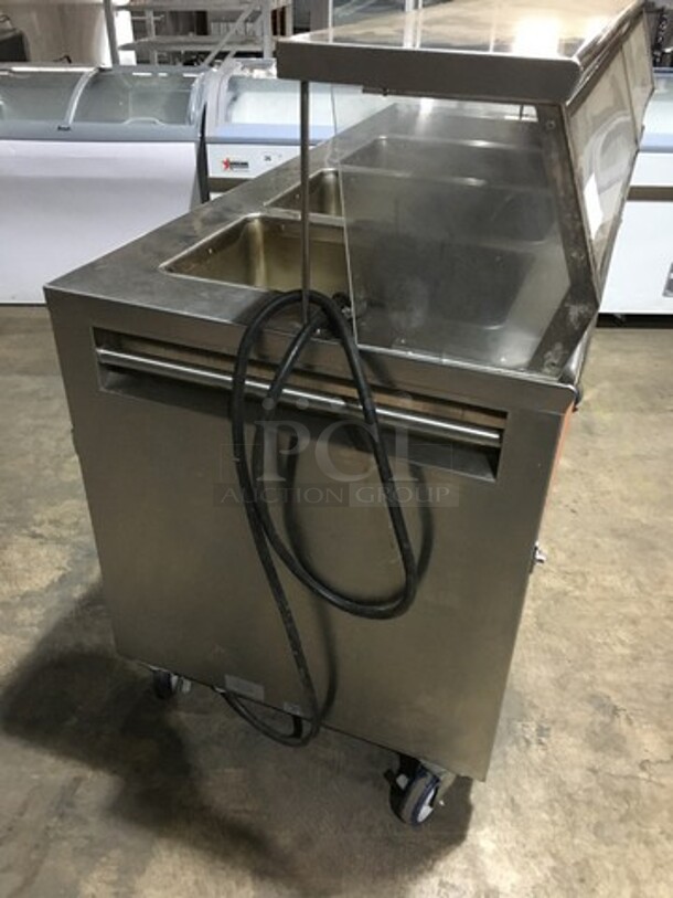 Precision Commercial 4 Well Steam Table! With Underneath Storage Space! With Sneeze Guard! All Stainless Steel Body! Model SST2004UDNYC! 120V 1Phase! On Commercial Casters! - Image 3 of 8