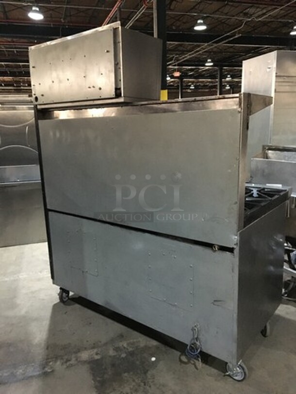 Southbend Commercial Natural Gas Powered 6 Burner Stove! With Right Side Flat Griddle/Cheese Melter Combo! With Backsplash & Overhead Garland Salamander! With 2 Full Size Ovens Underneath! All Stainless Steel! On Commercial Casters! - Image 3 of 11