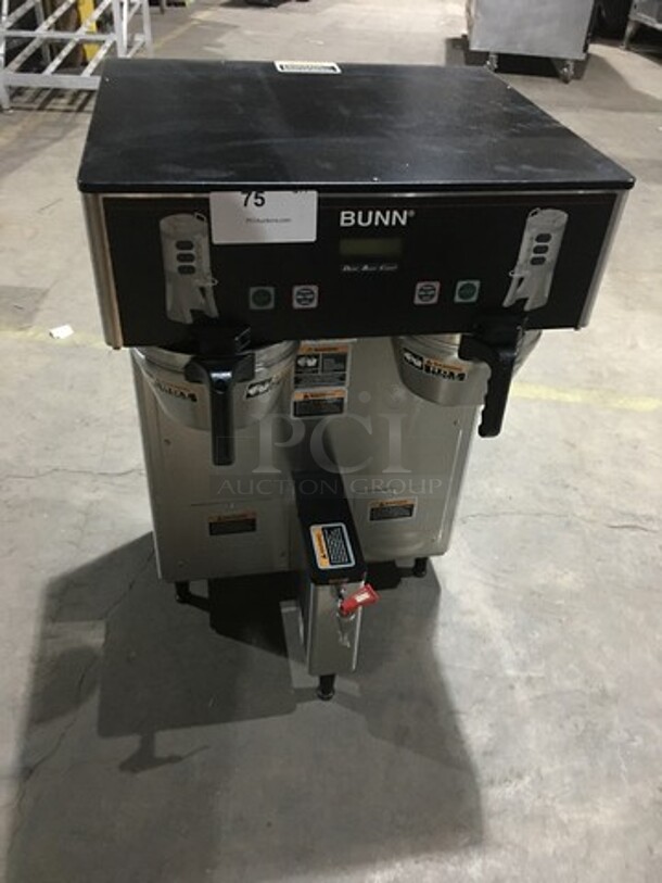 Bunn Commercial Countertop Dual Coffee Brewing Machine! With Hot Water Dispenser! All Stainless Steel Body! Model DUALTFDBC Serial DUAL111944! 120/240V 1Phase! On Legs!