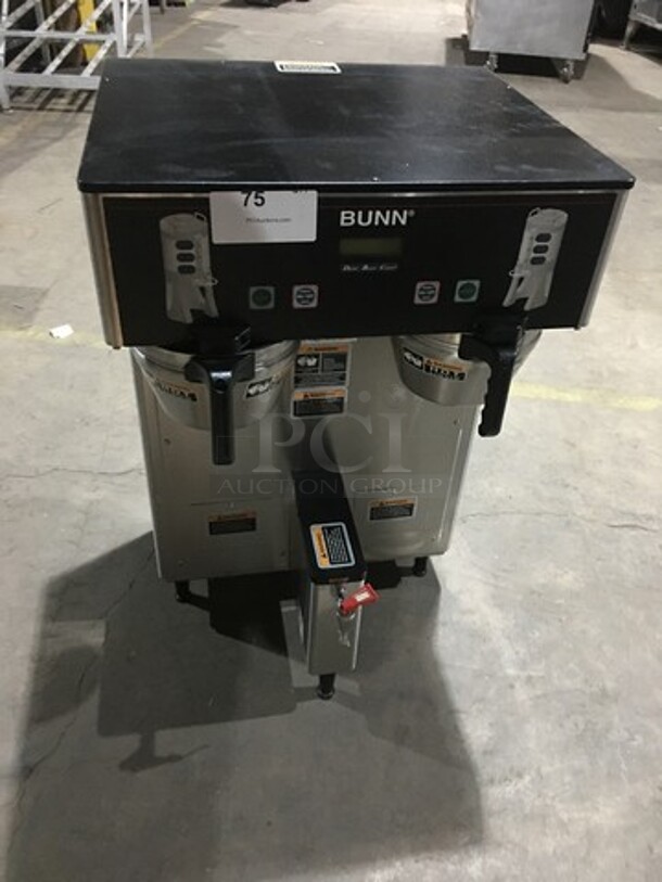 Bunn Commercial Countertop Dual Coffee Brewing Machine! With Hot Water Dispenser! All Stainless Steel Body! Model DUALTFDBC Serial DUAL111944! 120/240V 1Phase! On Legs! - Image 1 of 9