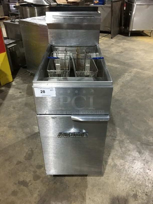 WOW! Imperial Commercial Natural Gas Powered Deep Fat Fryer! With Backsplash! With 2 Metal Frying Baskets! All Stainless Steel! On Legs!