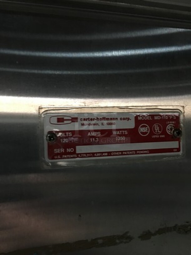Carter Hoffmann Stainless Steel Food Warming/Proofing Cabinet! Holds Full Size Trays! On Commercial Casters! Model MD110PS! 120V! - Image 8 of 9