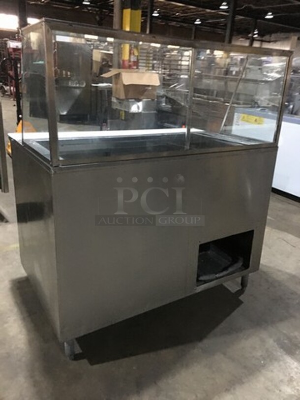 GZG Commercial Refrigerated Sandwich Prep Table! With Sneeze Guard! With Commercial Cutting Board! With 2 Door Underneath Storage Space! All Stainless Steel! Model SC48BM! 115V! On Legs! - Image 4 of 12