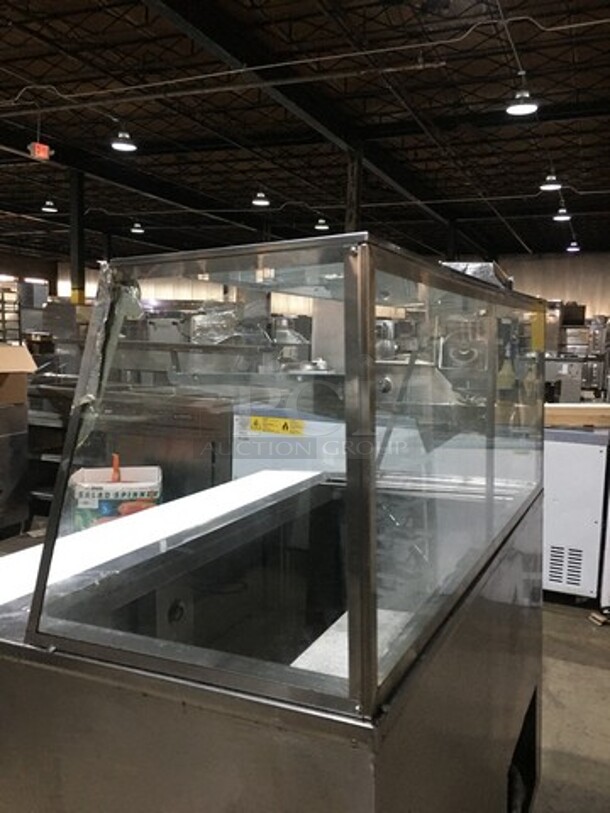 GZG Commercial Refrigerated Sandwich Prep Table! With Sneeze Guard! With Commercial Cutting Board! With 2 Door Underneath Storage Space! All Stainless Steel! Model SC48BM! 115V! On Legs! - Image 5 of 12