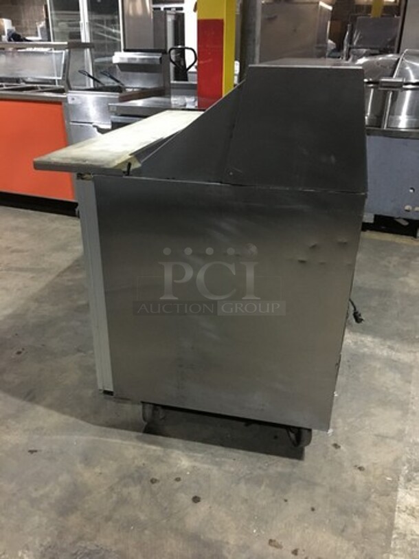 Silver King Commercial Refrigerated Sandwich Prep Table! With Commercial Cutting Board! With 2 Door Underneath Storage Space! All Stainless Steel! Model SKP4812 Serial GKDP091239A! 115V! On Casters! - Image 3 of 10