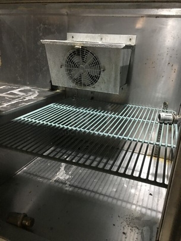 GZG Commercial Refrigerated Sandwich Prep Table! With Sneeze Guard! With Commercial Cutting Board! With 2 Door Underneath Storage Space! All Stainless Steel! Model SC48BM! 115V! On Legs! - Image 7 of 12