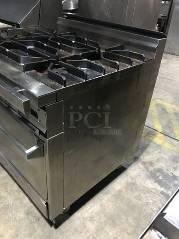 Nice! Jade Range Heavy Duty Commercial Natural Gas Powered WIDE BODY 4 Burner Range! With Full Size Oven Underneath! All S.S.! On Commercial Casters! - Image 2 of 12