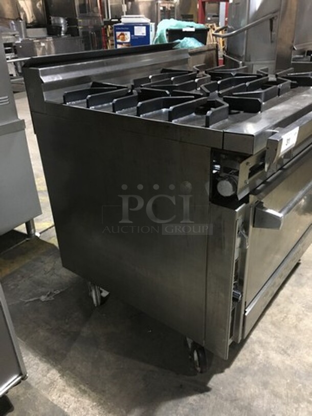 Nice! Jade Range Heavy Duty Commercial Natural Gas Powered WIDE BODY 4 Burner Range! With Full Size Oven Underneath! All S.S.! On Commercial Casters! - Image 3 of 12