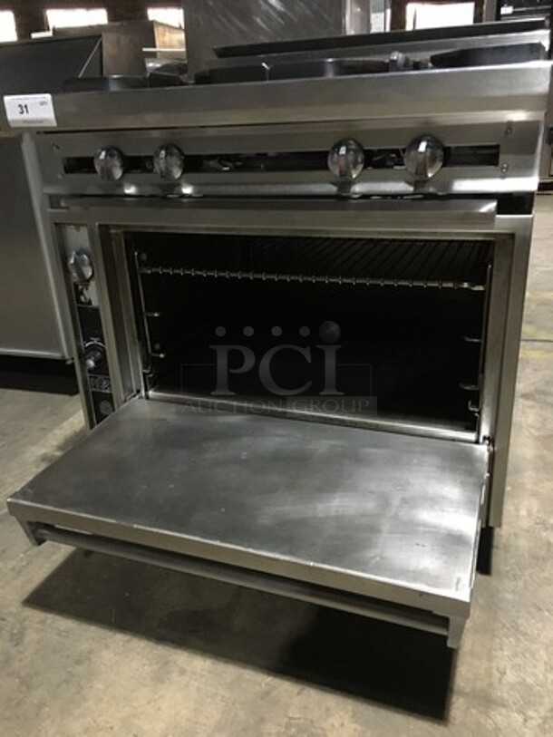 Nice! Jade Range Heavy Duty Commercial Natural Gas Powered WIDE BODY 4 Burner Range! With Full Size Oven Underneath! All S.S.! On Commercial Casters! - Image 7 of 12
