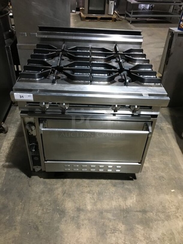 Nice! Jade Range Heavy Duty Commercial Natural Gas Powered WIDE BODY 4 Burner Range! With Full Size Oven Underneath! All S.S.! On Commercial Casters! - Image 11 of 12