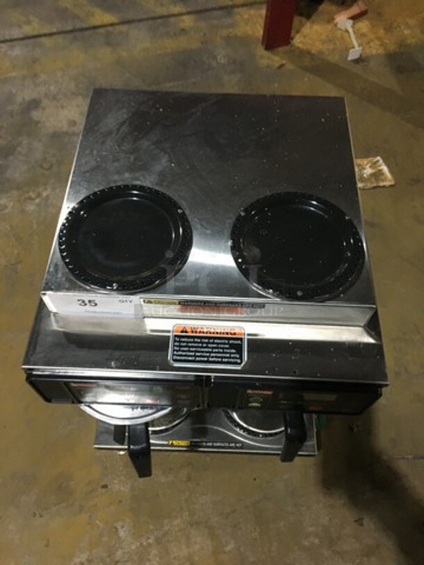 Bunn Commercial Countertop Dual Coffee Brewing Machine! Axiom Series! With 4 Coffee Pot Warming Stations! All Stainless Steel! Model AXIOM2/2TWIN Serial AXTN026390! 120/208/240V! 1Phase! On Legs! - Image 5 of 10