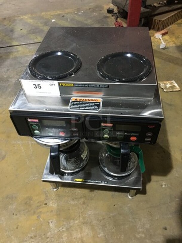 Bunn Commercial Countertop Dual Coffee Brewing Machine! Axiom Series! With 4 Coffee Pot Warming Stations! All Stainless Steel! Model AXIOM2/2TWIN Serial AXTN026390! 120/208/240V! 1Phase! On Legs! - Image 9 of 10