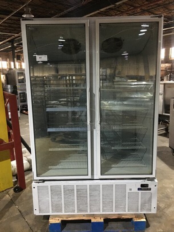 Masterbilt 2 Glass Door Reach In Freezer Merchandiser! With Poly Coated Racks! 