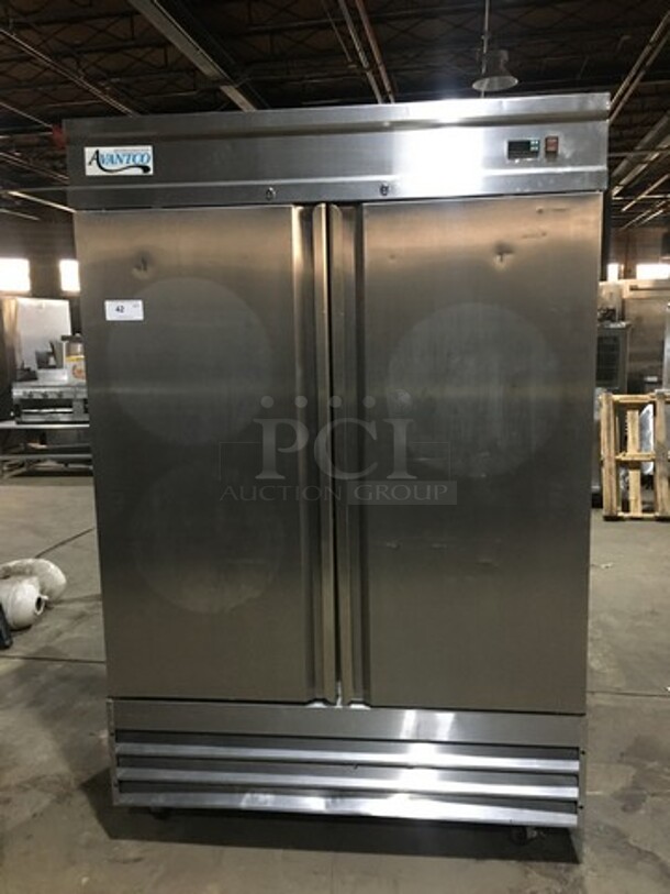 Avantco Commercial 2 Door Reach In Freezer! All Stainless Steel! Model 178CFD2FF! 115V! On Commercial Casters!