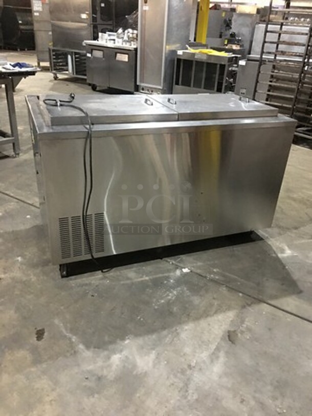 Wasserstrom Commercial Refrigerated Sandwich Prep Table! With 2 Door Underneath Storage Space! All Stainless Steel! Serial 2875! 120V! On Commercial Casters! - Image 3 of 10