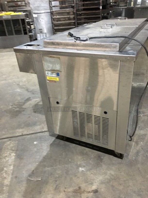 Wasserstrom Commercial Refrigerated Sandwich Prep Table! With 2 Door Underneath Storage Space! All Stainless Steel! Serial 2875! 120V! On Commercial Casters! - Image 4 of 10
