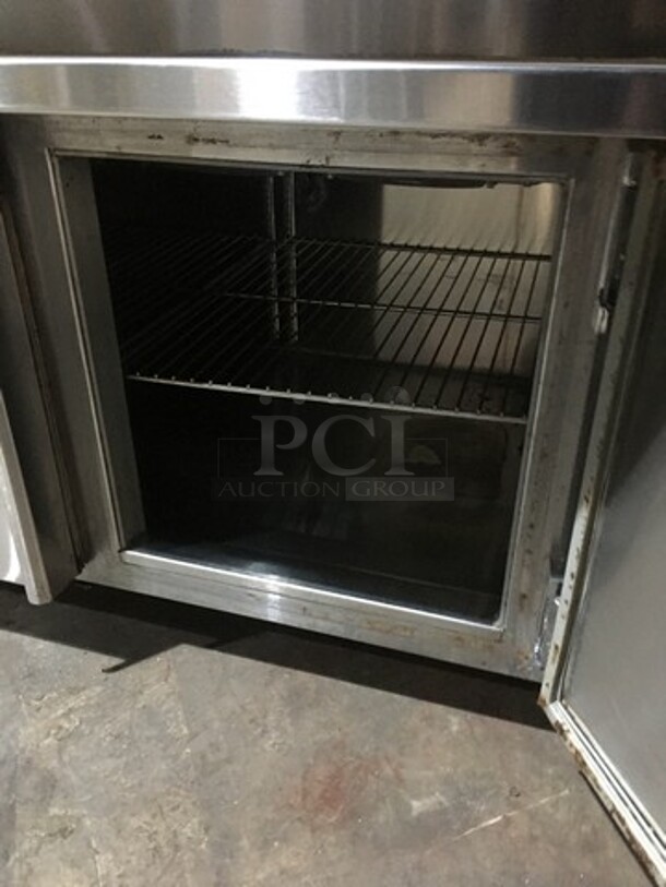 Wasserstrom Commercial Refrigerated Sandwich Prep Table! With 2 Door Underneath Storage Space! All Stainless Steel! Serial 2875! 120V! On Commercial Casters! - Image 6 of 10