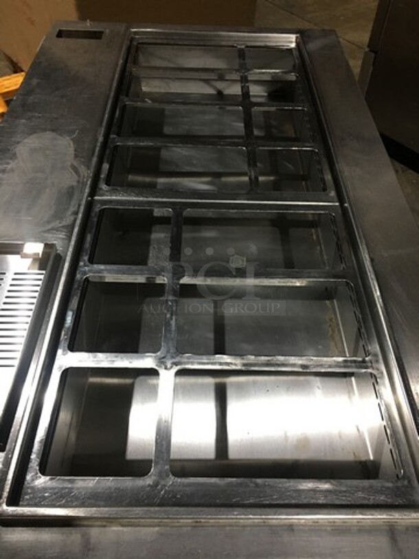 Wasserstrom Commercial Refrigerated Sandwich Prep Table! With 2 Door Underneath Storage Space! All Stainless Steel! Serial 2875! 120V! On Commercial Casters! - Image 8 of 10