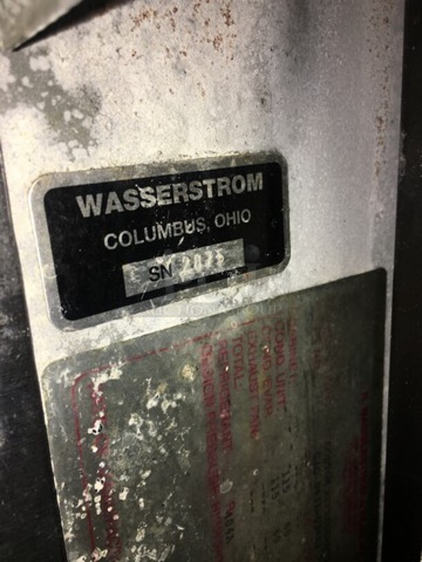 Wasserstrom Commercial Refrigerated Sandwich Prep Table! With 2 Door Underneath Storage Space! All Stainless Steel! Serial 2875! 120V! On Commercial Casters! - Image 9 of 10