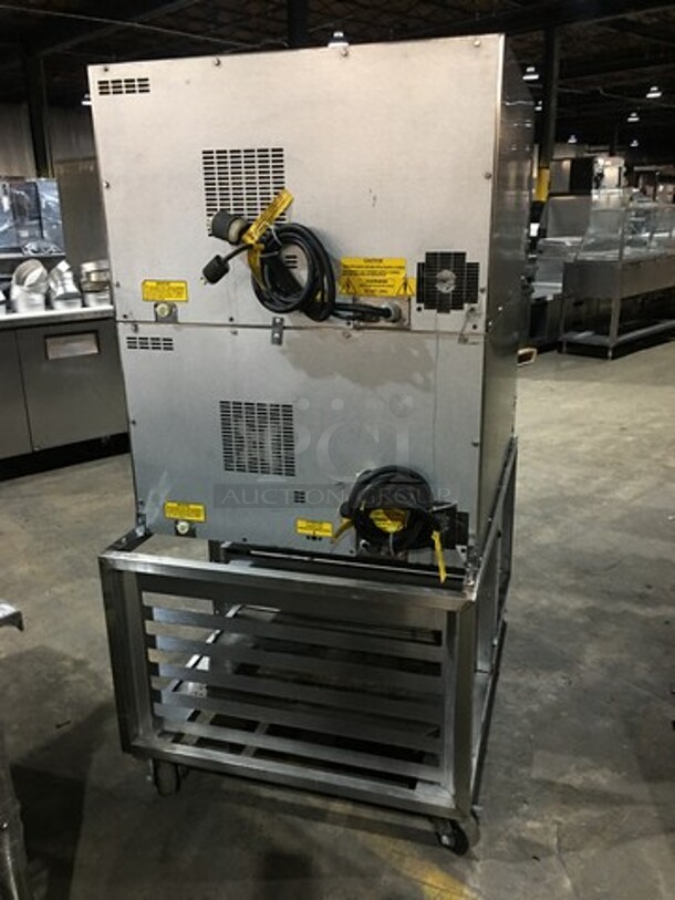 Belshaw Adamatic Commercial Electric Powered Dual Combi Oven! With View Through Doors! With Pan Racks Underneath! All Stainless Steel! Model FG189UZ84 Serial 2000003710FA032620! 2 X Your Bid! Makes One Unit! On Casters! - Image 3 of 12
