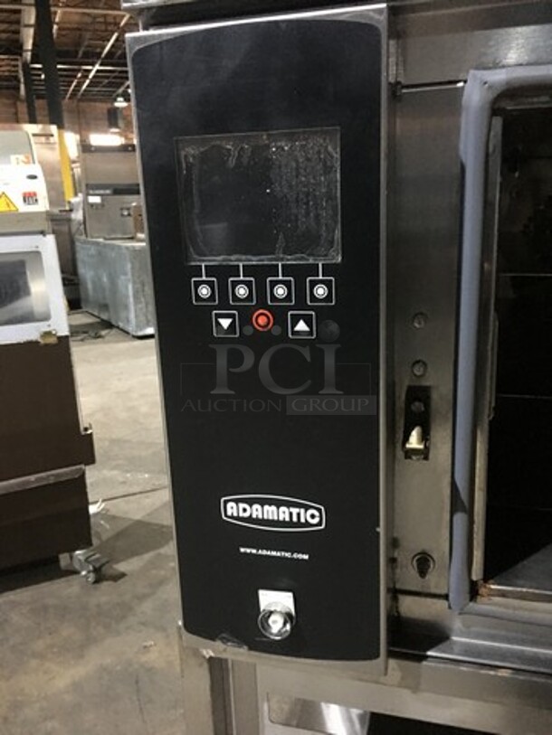 Belshaw Adamatic Commercial Electric Powered Dual Combi Oven! With View Through Doors! With Pan Racks Underneath! All Stainless Steel! Model FG189UZ84 Serial 2000003710FA032620! 2 X Your Bid! Makes One Unit! On Casters! - Image 8 of 12