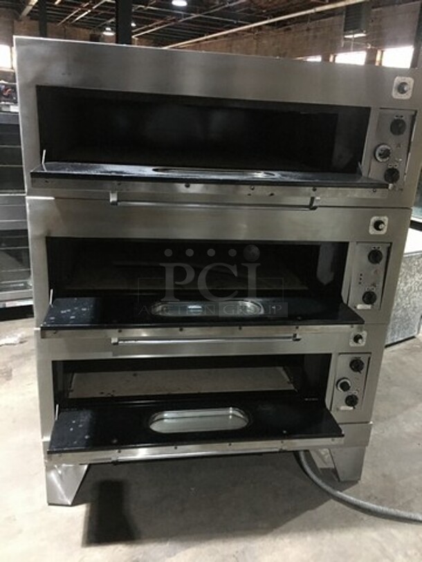AMAZING! Garland Commercial Electric Powered 3 Tier Pizza Oven! With View Through Doors! All Stainless Steel! On Legs! 3 X Your Bid! Makes One Unit! - Image 5 of 10