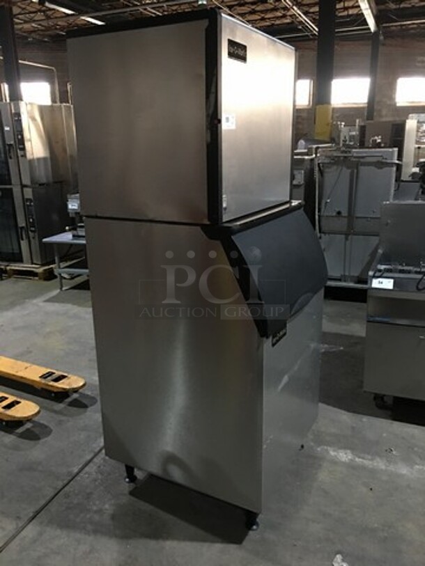 Ice-O-Matic Commercial Ice Making Machine! On Ice Bin! All Stainless Steel! 2 X Your Bid! Makes One Unit! On Legs! Not Tested! - Image 2 of 9