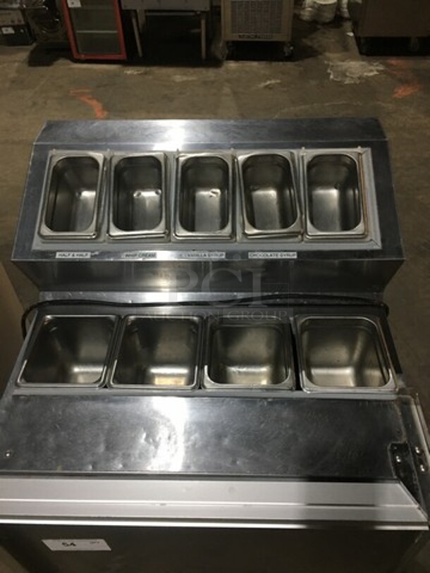 Silver King Commercial Refrigerated Prep Table! With Topping Rail! With Single Door Storage Space Underneath! All Stainless Steel! Model SKF2A Serial SBCL144354A! 115V! - Image 5 of 10