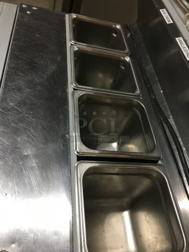 Silver King Commercial Refrigerated Prep Table! With Topping Rail! With Single Door Storage Space Underneath! All Stainless Steel! Model SKF2A Serial SBCL144354A! 115V! - Image 7 of 10