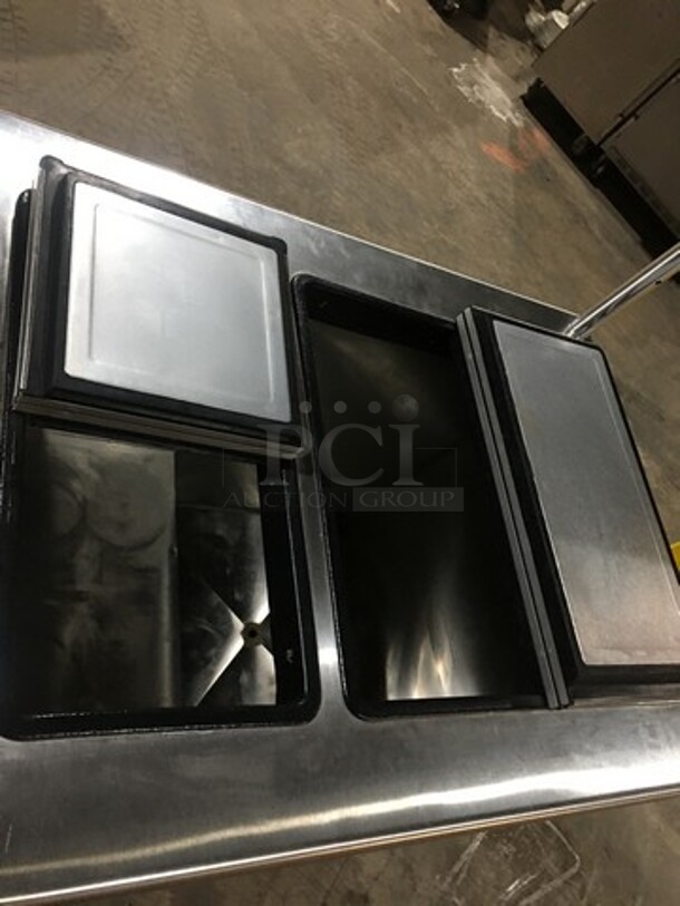 LATE MODEL! All Stainless Steel Commercial Ice Cream Push Cart! With 4 Flip Top Doors! Serial 15856! On Casters! Working!  - Image 6 of 10