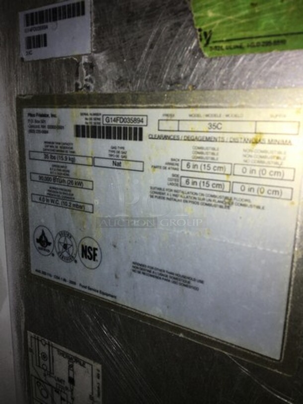 Pitco Commercial Natural Gas Powered Deep Fat Fryer! With Backsplash! All Stainless Steel! Model 35C Serial G14FD035894! On Legs! - Image 7 of 8