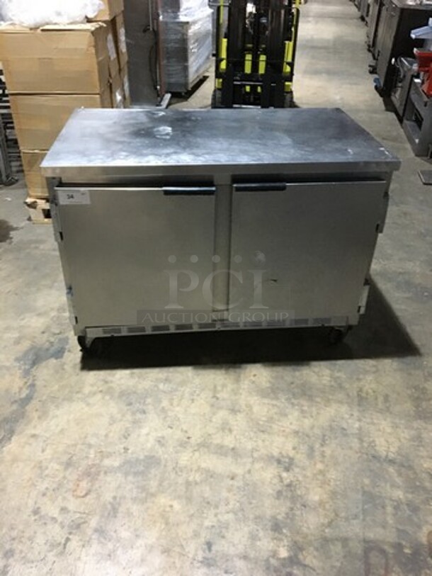 Beverage Air Commercial Refrigerated 2 Door Lowboy/Worktop! All Stainless Steel! Serial 6722639! On Casters!