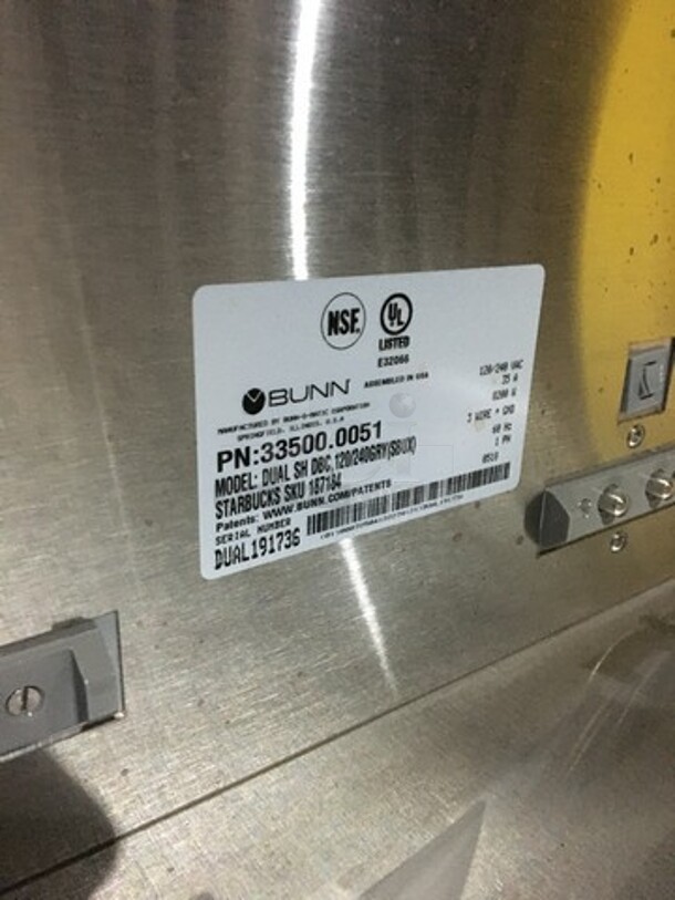 Bunn Commercial Countertop Dual Coffee Brewing Machine! All Stainless Steel! Model DUALSHDBC Serial DUAL191736! 120/208V 1Phase!
 - Image 6 of 7