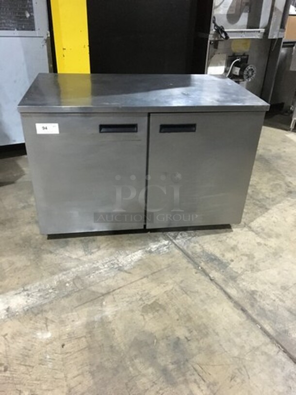 Delfield Commercial 2 Door Lowboy/Worktop Cooler! With Poly Coated Racks! All Stainless Steel! Model UC4048STAR Serial 1105152001793! 115V 1Phase! On Commercial Casters!