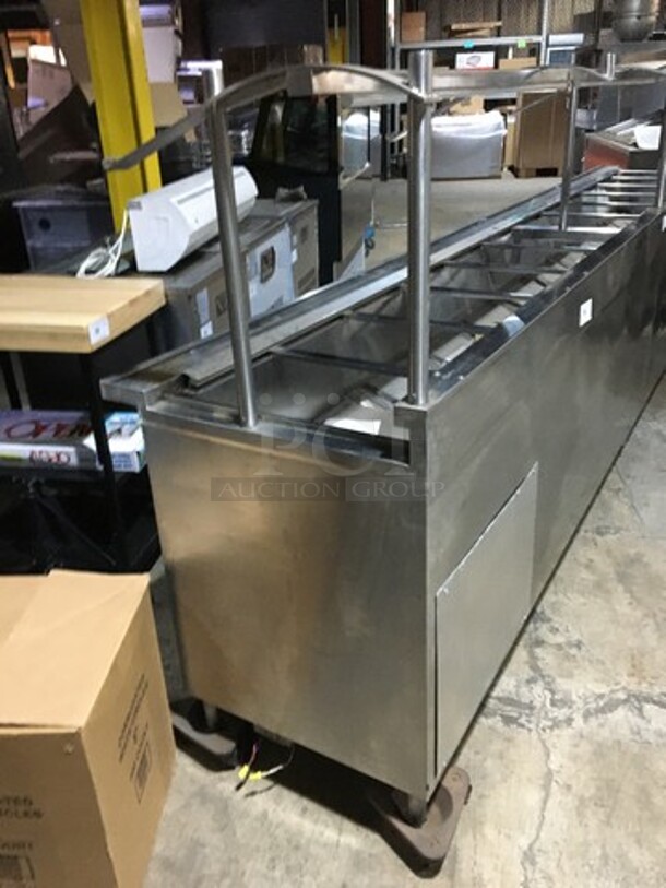 WOW! All Stainless Steel Refrigerated 12 Pan Buffet Style Serving Table! With 5 Door Underneath Storage Space! On Legs! With Sneeze Guard! Remote Compressor/No Compressor! - Image 2 of 10