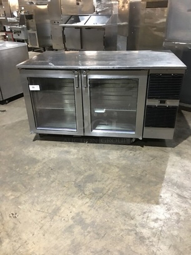 Glastender Commercial Refrigerated Bar Back Merchandiser! All Stainless Steel! With Poly Coated Racks! Model LP60R1XS Serial 134129615F! 120V 1Phase!
