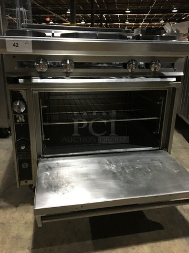 Nice! Jade Range Heavy Duty Commercial Natural Gas Powered WIDE BODY 4 Burner Range! With Full Size Oven Underneath! All S.S.! On Commercial Casters! - Image 7 of 11