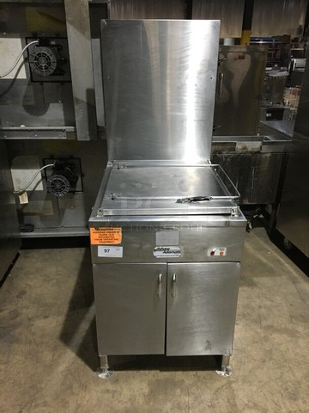Amazing! Belshaw Adamatic Commercial Natural Gas Powered Donut Deep Fat Fryer! With Backsplash! All Stainless Steel! Model 718LCGNG Serial W11070098! On Legs!