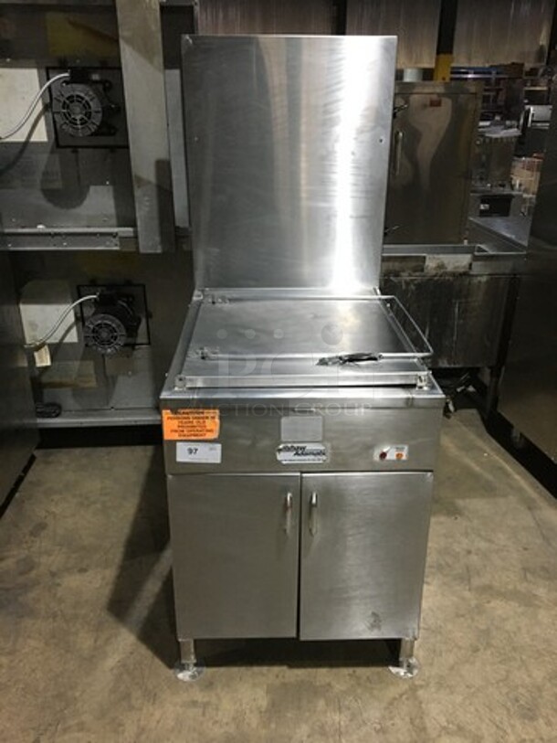 Amazing! Belshaw Adamatic Commercial Natural Gas Powered Donut Deep Fat Fryer! With Backsplash! All Stainless Steel! Model 718LCGNG Serial W11070098! On Legs! - Image 1 of 10